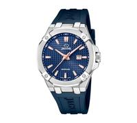 JAGUAR Orologio Uomo J1010/2 Diplomatic Cassa in Acciaio Inox 316L Argento Cinturino in Gomma Blu, striscia