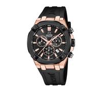 JAGUAR Orologio Uomo J1015/1 Diplomatic Cassa in Acciaio Inox 316L Oro Cinturino in Gomma Nero