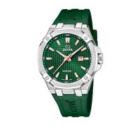 JAGUAR Orologio Uomo J1010/3 Diplomatic Cassa in Acciaio Inox 316L Argento Cinturino in Gomma Verde