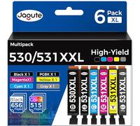 Jagute 6 Pacchetti Cartucce 530 531 XXL compatibili con canon PGI-530 CLI-531 XL PGI530 PGBK, cartuccia d'inchiostro PGI530XXL CLI531XXL per PIXMA TS8750 TS8751 (PGBK Nero Grigio Ciano Giallo Magenta)
