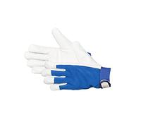 Jah 1240 - Guanti in pelle, 10 paia di chiusura in velcro, sottili/morbidi, colore naturale, misura 9, colore: Blu