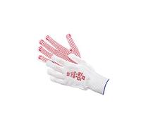 Jah 5032 - Guanti a maglia in cotone/nylon, 12 paia di gommini di peso medio, colore bianco, taglia 8
