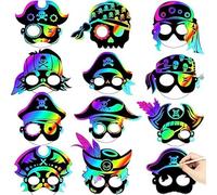 JAHEMU Maschera da Pirata da Grattare, Maschera da Grattare per Bambini, Maschere da Pirata, Gioco Creativo per Bambini, Accessori per Travestimento per Feste di Compleanno, Carnevale, Halloween