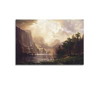 JAHER Albert Bierstadt Paintings - (Among The Sierra Nevada, California,1868) Poster Art Quadro su tela Decorazione da parete, Foto regalo, Decorazione per la casa, 60 x 90 cm