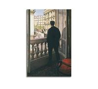 JAHER Gustave Caillebotte Paintings - Poster da parete con motivo "Giovane uomo alla finestra" su tela, immagine decorativa per soggiorno, casa, 60 x 90 cm