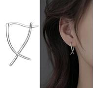JAHER Orecchini da Donna a Doppio Filo Incrociato, Orecchini a Croce in Argento per Donne Ragazze, Orecchini da Donna minimalisti, Orecchini per Donne alla Moda