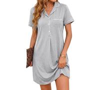 Jahetuul Camicia da Notte Donna Cotone Manica Corta con Bottoni Davanti
