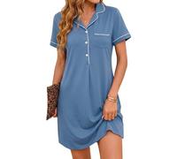 Jahetuul Camicia da Notte Donna Cotone Manica Corta con Bottoni Davanti