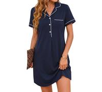 Jahetuul Camicia da Notte Donna Cotone Manica Corta con Bottoni Davanti