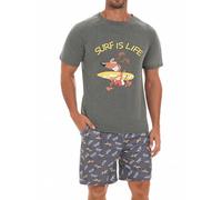 Jahetuul Pigiama Uomo Cotone Leggero con Stampa, Maniche Corte Estivo a Due Pezzi con Coulisse e Tasche sui Pantaloni