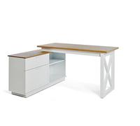 Jahnke Chalet D 155 Rovere Scrivania, ingegnerizzato Materiale: Legno Ferro, Imitazione di Quercia Montana/Bianco, Taglia Unica