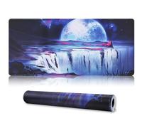 Jahosin Grande tappetino per mouse da gioco con bordi cuciti, 89 x 40 cm, tappetino per mouse esteso con base in gomma naturale antiscivolo, per giocatore/desktop/ufficio/casa, 90 x 40 cm, luna