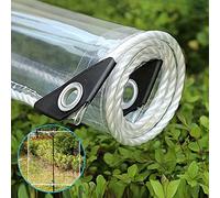 JAHQ 3m x 2.4m Telone Trasparente in Plastica 0.35mm Telo Impermeabile PVC Tenda di Protezione con Occhielli e Teloni,Copertura per Esterni,Piante,Resistente alle Intemperie,Pieghevole,500g/m²
