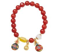 Jahreszeit Braccialetto da donna con corniola orientale, realizzato a mano, con cera d'api, stile retrò, per alleviare lo stress e la forza mistica orientale