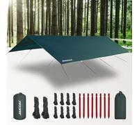 JAICOM Tarp Campeggio - 3M x 5M, Telone da Campeggio Impermeabile PU3000 mm, Ultra Leggero e Portatile, Protezione UV, Per amache, escursioni, campeggio e picnic