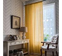 Jaijy - Tende a quadri geometriche in stile rustico bohémien, stile shabby chic, con nappe, oscuranti, in lino e cotone, per camera da letto, soggiorno, 149,9 x 218,4 cm, colore: giallo