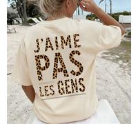 "J'AIME PAS LES GENS" stampa leopardata, maglietta larga da donna, top estivo, serie K-Pop warrior, top in puro cotone, abbigliamento da donna, abbigliamento estivo da donna, maglieria, abiti da festa