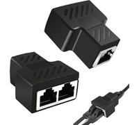 Jaimela 2 Pezzi RJ45 LAN Connettori Splitter Adattatore da 1 a 2 Connettore, Doppio Socket per Ethernet Cat 5/6/7/8 LAN Cavo