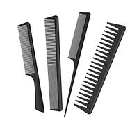 Jaimela 4 Pezzi Pettini Capelli, Pettine a Denti Larghi, Carbonio Fibra Barbiere Pettine, Antistatico Pettine Capelli, Set Pettine Styling, Tutti i Tipi di Capelli