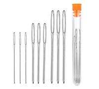 Jaimela 9 Pezzi Aghi per Cucire a Mano, 3 Taglie Aghi per Cucire di Grande Occhio in Acciaio Universali con Bottiglia Trasparente per Maglieria Cucito, Creazioni Artigianali (5.2cm, 6cm, 7cm)