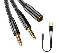 Jaimela Cavo Audio Microfono Cuffie 2 in 1, Sdoppiatore Cuffie Microfono, Adattatore Jack 3,5mm Maschio a Femmina, Adattatore Splitter Jack da 3,5mm Separati per Notebook, PC, PS4, Xbox