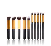 Jaimela Pennelli Make Up, Pennelli Trucco 10 Pezzi Premium Set Viso e Occhi, per il Trucco, Eyeliner, Ombretto, Sopracciglia, Fondotinta Liquido[ Oro nero ]