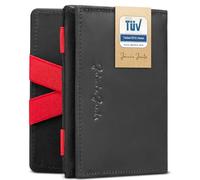 Jaimie Jacobs Flap Boy Portafoglio Magico con scompartimento per monete e RFID-Blocker Magic Wallet di pelle da uomo (Abbronzatura Nero e Rosso)