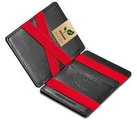 Jaimie Jacobs Flap Boy Slim Vegan Magic Wallet senza tasca per le monete protezione RFID integrata (Nero con rosso)