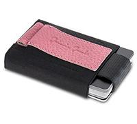 Jaimie Jacobs Nano Boy Mini Portafoglio Porta Carte di Credito sottile Mini Wallet Portafoglio piccolo dal design minimalista Porta tessere slim tascabile (Pelle Martellata Rosa)