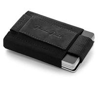 Jaimie Jacobs Nano Boy Mini Portafoglio Porta Carte di Credito sottile Mini Wallet Portafoglio uomo piccolo dal design minimalista Porta tessere slim tascabile (Pelle Di Bufalo Nero)