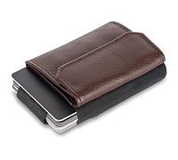 Jaimie Jacobs 'Nano Boy Pocket' Mini Portafoglio uomo con Portamonete, Porta Carte di Credito dal design minimalista, Mini Wallet, Porta tessere slim tascabile (Saffiano Marrone)