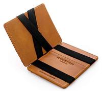 Jaimie Jacobs Portafoglio Magico, Magic Wallet Flap Boy Slim - l'Originale - Protezione RFID, Portafoglio Uomo Piccolo, Porta Carte di Credito Ragazzo, Porta Tessere Slim, Vera Pelle (Cognac e Nero)