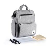 Jain YA NA - Borsa per pannolini, multifunzione, impermeabile, borsa da viaggio per la cura del bambino, con cinghie per passeggino, ampia capacità aperta, resistente ed elegante, colore: grigio