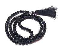 Jaipur Gems Mart Collana Mala 108 in Tormalina Nera Naturale AAA, Unisex, per Adulti, Perline Rotonde da 8 mm, Nappa da Meditazione, Mala Buddista