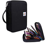 JAKAGO 220 Slots Colored Pencil Case Large Capacity Pen Holder for Artist Painter Zipper Organizer Bag for Marker Highlighter Storage Case for Office Sketch Travel Supplies (Black)