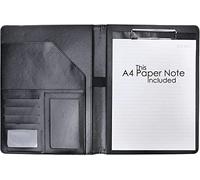 JAKAGO Cartella Porta Documenti A4,Cartella per Appunti con Porta Biglietti da Visita,Cartella Portadocumenti Porta Blocco in Ecopelle(Nero)