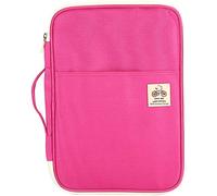 JAKAGO Cartella portadocumenti A4 con cerniera,cartelle portadocumenti da viaggio con numerosi vani,leggera ottima la maniglia per portarla con sé(Rosa)