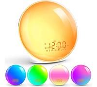 JAKATV Sveglia Luce Wake-up Light con Simulazione Alba/Tramonto Orologio Digitale Luce Notturna con 7 Colori Regolabili Alarm Clock con Radio FM & 8 Suoni Naturali per Bambini Adulti