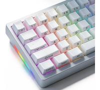 JakeTsai Jelly White Blue Keycaps, 130 Keys Double Shot PC Keycaps Dye-Sub Cherry Profile Translucent Side Printed Custom Keycap for Cherry Gateron MX Switches Mechanical Keyboard