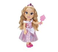 Disney Princess - bambola 38 cm di Aurora, con i suoi abiti iconici arricchiti da dettagli glitterati, tiara scintillante e scarpette coordinate, i suoi occhi brillano