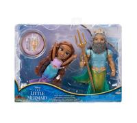 Disney Set di bambole La Sirenetta Ariel e Re Tritone 15 cm con arricciaspiccia, candelabro