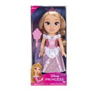 Disney Princess - bambola 38 cm di Aurora, con i suoi abiti iconici arricchiti da dettagli glitterati, tiara scintillante e scarpette coordinate, i suoi occhi brillano