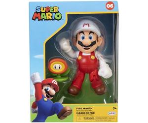 Jakks Pacific HK Ltd FIGURINA col. Mario Fuoco 10CM, Nero, One Size