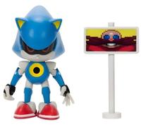Jakks Pacific Sonic The Hedgehog Metal Sonic Action Figure con cartello Dr. Eggman, articolato, classico