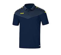 JAKO Champ 2.0, Polo Bambini, Blu Marino/Blu Scuro/Giallo Fluo, 14