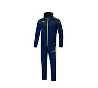 JAKO M9620 Champ 2.0 - Tuta da uomo con cappuccio, colore: blu navy/blu scuro/giallo fluo, 4 XL