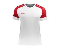 JAKO Maglia da Uomo Champ 2.0 KA, Uomo, Maglietta, 4220, Bianco/Rosso Sportivo., L