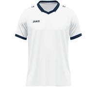 JAKO Maglietta Unisex Glory, Manica Corta, Bianco/Blu Marino, Taglia L