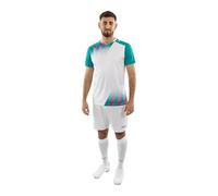 JAKO Maglietta Unisex Vintage, a Maniche Corte, Bianco/Turchese, Taglia L