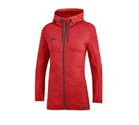 JAKO Premium Basics, Giacca con Cappuccio Donna, Rosso mélange, 42